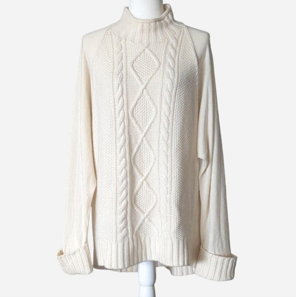 Theory Cashmere Cable-Knit Sweater | Ivory | Size L